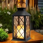 Noir lanterne solaire exterieur grande lampe solaire jardin avec bougie, lampe de table �tanche suspension ...