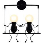 Noir moderne lampe murale double e27 douille applique cr�atif simplicit� design petite personne cr�atif ...