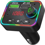 (noir)transmetteur fm bluetooth pour voiture, qc3. 0 chargeur rapid voiture, 2 usb port, 7 couleurs r�tro ...