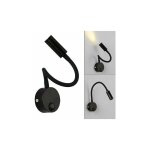 Noire lampe de lecture murale 3w, flexible cou r�glable applique lampe de bureau en aluminium, lampe ...