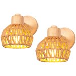 Norcks - 2pcs 15cm applique murale int�rieure lampe murale r�glable en bois et rotin r�tro e27 luminaire ...