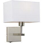 Norte - lampe de chevet moderne nickel 1 lumi�re avec abat - jour rectangulaire blanc, e27 - italux