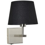 Norte - lampe de chevet moderne nickel 1 lumière avec abat - jour rond noir, e27 - italux Norte - lampe de chevet moderne nickel 1 lumière avec abat - jour rond noir, e27 - italux