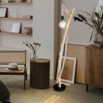 Nowa - lampadaire en bois lampe de salon brune lampadaire chambre � coucher, corde de chanvre, 1x e27, ...
