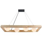 Nowa - suspension lampe � suspendre lampe de table � manger verre boules lampe en bois brun h 150 cm