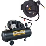 Nu air - compresseur d'air � piston 200 litres + enrouleur automatique 20 bar