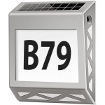 Num�ro de maison illumin� solaire 8 led en acier inoxydable blanc avec chiffres 0 - 9 et lettres a - ...