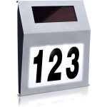 Num�ro de maison solaire lumineux led �clair� avec 2 led num�ro de maison en acier inoxydable num�ro ...