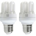 O91 - lot 2 ampoules cfl  conomie d'nergie mini 6u e27 11w 605lm 2700k merylux