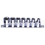 Douilles torx femelles de e10 à e24 presentees sur reglette Douilles torx femelles de e10 à e24 presentees sur reglette