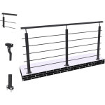 Ocean sanitaire - oc�an garde - corps aluminium noir 200cm - rampe d'escalier 200cm - fixation � plat ...