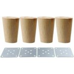 Odipie - 5 cm pieds de meubles en bois massif avec plaque de montage et vis pour canap�, tv, lit, table ...