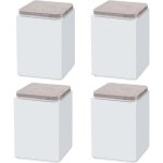 Odipie - blanc 10 cm) 4 pieds de support de meuble, rehausseur autocollant en acier au carbone, carr� ...