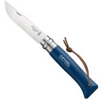 Opinel - couteau baroudeur n8 - lame 8. 5 cm bleu avec lien en cuir