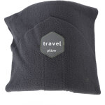 Oreiller de voyage gris, support cervical doux et portable pour avion, voiture ou bureau