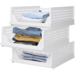 Organisateur armoire, lot de 3 organisateur tiroir �tag�re de rangement pliable et empilable � glissi�re ...