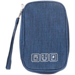 Organisateur de c�bles en tissu doux avec poche filet et fermeture m�tallique - vert, pour voyage, bureau ...