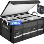 Organisateur de coffre de voiture couvercle 68l rigide pliable parois renforcées sac de rangement voiture ... Organisateur de coffre de voiture couvercle 68l rigide pliable parois renforcées sac de rangement voiture ...