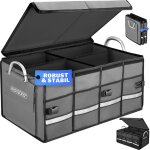 Organisateur de coffre de voiture couvercle 68l rigide pliable parois renforcées sac de rangement voiture ... Organisateur de coffre de voiture couvercle 68l rigide pliable parois renforcées sac de rangement voiture ...