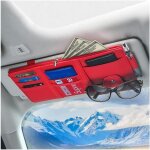 Organisateur de pare - soleil de voiture, pochette rangement en cuir avec fermeture �clair pour cartes, ...