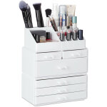 Organiseur de cosmétiques 6 tiroirs 22 casiers rangement make - up tour à maquillage acrylique blanc ... Organiseur de cosmétiques 6 tiroirs 22 casiers rangement make - up tour à maquillage acrylique blanc ...