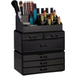 Organiseur de cosmtiques 6 tiroirs 22 casiers rangement make - up tour  maquillage acrylique noir - ...