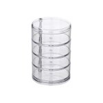 Organiseur salle de bain, boite ronde rangement, 4 compartiments, acrylique, 11, 5x17, 5 cm, transparent ...