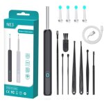 Otoscope sans fil pour cam�ra auriculaire, nettoyeur d'oreilles, �limination du c�rumen - noir