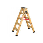 Outifrance - escabeau bois 2 plans (platrier) 6 marches + tablette et sangles h:150cm