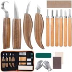 Outil de ciseaux � bois kit, 15 pi�ces diy outils de sculpture avec gants r�sistants aux coupures, couteau ...