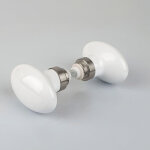Ouvre&deco ? lot de 2 boutons de porte int�rieure en porcelaine blanche ? base nickel mat ? carr� 6 et ...