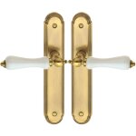 Ouvre&dco - 2 poignes de porte carla sans trou, zamak dor porcelaine blanc entraxe 195 mm