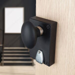Ouvre&deco ? boutons de porte int�rieure olives en porcelaine noire ? finition nickel mat ? carr� 6 / ...