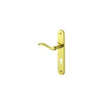 Ouvre&dco - 2 poignes de porte laura cylindre, rehausse gauche, laiton poli entraxe 195 mm