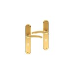 Ouvre&dco - 2 poignes de porte babette entre de cl, laiton poli satin entraxe 195 mm