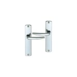 Poign�e de porte int�rieure en zamak chrom� brillant sur plaque bdc entraxe 165 mm, chrome 165