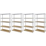 Oxeo - lot de 4 �tag�res m�tal xxl grand mod�le - hauteur 2m20 largeur 1m20 - charges tr�s lourdes - ...