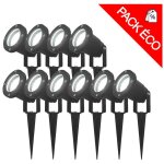 Pack de 10 spots piquet extrieurs tulipe - douille gu5. 3 12v miidex lighting