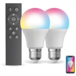 Pack de 2 ampoules led connect�es a60, culot e27, rvb avec t�l�commande connect�e
