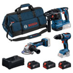 Pack 3 outils sans fil bosch professional gsb 18v - 65 / gbh 18v - 22 / gws 18v - 11 - 3x5, 0 ah - chargeur ...