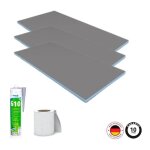 Pack 3 panneaux de construction wedi 125 x 60 x 1 cm + colle polymere �tanch�it� 610 + bande d'armature ...