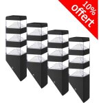 Pack de 4 appliques pyramide inox 48 led smd 12w finition noir lumihome