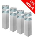 Pack de 4 bornes pyramide inox 32 led smd 9w finition inox 40 cm lumihome