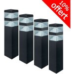 Pack de 4 bornes pyramide inox 32 led smd 9w finition noire 40 cm lumihome