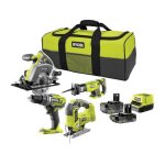 Ryobi - pack 4 outils sans fil one + rck184c - 242s - perceuse - 3 scies circulaire, sauteuse, sabre ...
