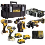 Dewalt - pack de 4 outils xr (perceuse - visseuse - meuleuse - perforateur) - 18v - 5ah li - ion brushless ...