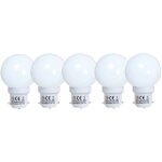 Lot 5 ampoules led sph�riques blanc b22 diam. 45mm, 0. 8w, 50 lumens, 3000k blanc - chaud, plastique ...