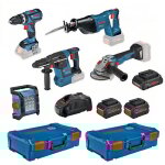 Bosch - pack 5 outils sans fil 18v - perceuse  percussion - meuleuse d'angle - marteau perforateur - ...