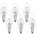 Pack de 6 ampoules incandescentes bougie e14 60w 230v, flamme e14, blanc chaud 2700k, 650lm, dimmable, ...