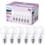 Pack de 6 ampoules led e27, 40w, blanc chaud - philips